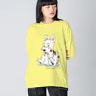 obosa_DENS/SABEAR_shop ＠SUZURIの立ち耳ワイヤーFOX_ウェア ビッグシルエットロングスリーブTシャツ