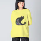 小鳥と映画館のクロネコ 水彩 Big Long Sleeve T-Shirt