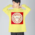 🌈キクチンのおみせやさん🌈の中華どんぶりにいるぎょーざわくん ビッグシルエットロングスリーブTシャツ