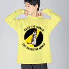 小鳥と映画館のコロナの終息を願って  ネコは世界を救う Big Long Sleeve T-Shirt