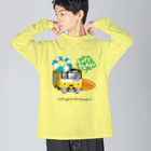 Train Kids! SOUVENIR SHOPの黄色い電車 「 海へ行こう 」 ビッグシルエットロングスリーブTシャツ