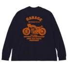 キッズモード某の武骨なバイクデザイン orange(前後pt） Big Long Sleeve T-Shirt