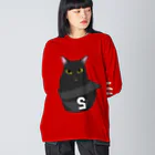 HIGH FIVE Shopのキャップに入るネコさん Big Long Sleeve T-Shirt