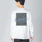 chigu_namiのレトロフラワー(GRAY) ビッグシルエットロングスリーブTシャツ