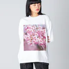 akane_art（茜音工房）の癒しの風景（八重桜） ビッグシルエットロングスリーブTシャツ