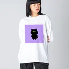 ネムうまるの黒猫 しじみさん【紫】 Big Long Sleeve T-Shirt