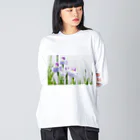 akane_art（茜音工房）の癒しの風景（花菖蒲） ビッグシルエットロングスリーブTシャツ