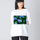 akane_art（茜音工房）の癒しの風景（アジサイ） ビッグシルエットロングスリーブTシャツ