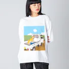 とやまソフトセンターの柴と軽トラ by O-chan ビッグシルエットロングスリーブTシャツ