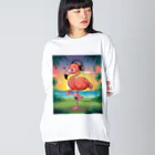 miamissioneのmiamissione オリジナル - ヘッドセットでノリノリの夢見るフラミンゴ - Big Long Sleeve T-Shirt