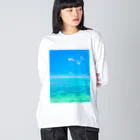 mizuphoto galleryの海と飛行機雲 ビッグシルエットロングスリーブTシャツ