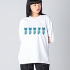 Teal Blue Coffeeのなに？ 並んだVer. Big Long Sleeve T-Shirt