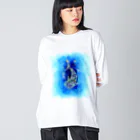 甘漏り屋の揺蕩うジンベエザメ・模様 Big Long Sleeve T-Shirt