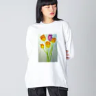 点描曼荼羅の世界のチューリップ⸜🌷︎⸝‍ Big Long Sleeve T-Shirt