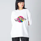 イラストカフェ（ビーグル）のLOVE BEAGLE サイケ Big Long Sleeve T-Shirt