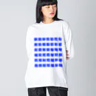 柏洋堂の魚へんの漢字 (Blue) ビッグシルエットロングスリーブTシャツ