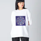 点描曼荼羅の世界の点描曼荼羅桃の花 Big Long Sleeve T-Shirt