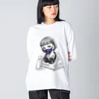 和温堂の迷彩マスク  パープル　文字黒 Big Long Sleeve T-Shirt