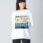 Teal Blue CoffeeのCafe music - Meeting place - ビッグシルエットロングスリーブTシャツ