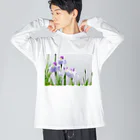 akane_art（茜音工房）の癒しの風景（花菖蒲） ビッグシルエットロングスリーブTシャツ