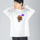 Theビーバーズ byこあらゆうのOkeyDokey-Beaver（旗ビーバー） ビッグシルエットロングスリーブTシャツ