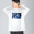 兎派のpaint_01_landscape(blue) ビッグシルエットロングスリーブTシャツ