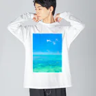 mizuphoto galleryの海と飛行機雲 ビッグシルエットロングスリーブTシャツ