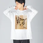猫ねむりzzz..のスケッチ風の猫さん ビッグシルエットロングスリーブTシャツ