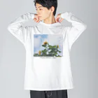 ため息のひらめきのSwaying sunflowers, summer.(sentimental) ビッグシルエットロングスリーブTシャツ