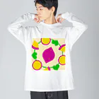 pastelia　shopの①🍠さつまいものアイコン Sweet potato icon ビッグシルエットロングスリーブTシャツ