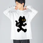 嶌星堂の飛び出し坊や猫 黒猫 ビッグシルエットロングスリーブTシャツ