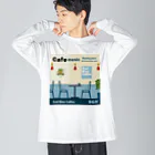 Teal Blue CoffeeのCafe music - Meeting place - ビッグシルエットロングスリーブTシャツ