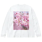 akane_art（茜音工房）の癒しの風景（八重桜） ビッグシルエットロングスリーブTシャツ