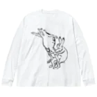 HOUSOの鳥獣戯画現代版　組体操 ビッグシルエットロングスリーブTシャツ