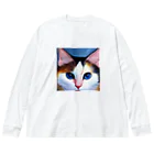 Chop Storeの青い瞳の猫 ビッグシルエットロングスリーブTシャツ