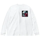kazeou（風王）の死神と薔薇（四角）AI生成 ビッグシルエットロングスリーブTシャツ