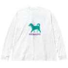 tomokomiyagamiの柴犬 グリーン ビッグシルエットロングスリーブTシャツ