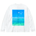 mizuphoto galleryの海と飛行機雲 ビッグシルエットロングスリーブTシャツ