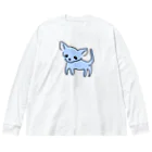 akane_art（茜音工房）のゆるチワワ（ブルー） Big Long Sleeve T-Shirt