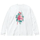 花と猫　オリジナルショップのpink cat Big Long Sleeve T-Shirt