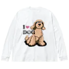 リカクリエイトのI LOVE DOG茶色のイケワン ビッグシルエットロングスリーブTシャツ