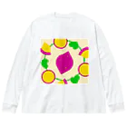 pastelia　shopの①🍠さつまいものアイコン Sweet potato icon ビッグシルエットロングスリーブTシャツ