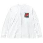 小鳥と映画館のDボウイのメイクをしたネコ Big Long Sleeve T-Shirt