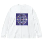 点描曼荼羅の世界の点描曼荼羅桃の花 Big Long Sleeve T-Shirt