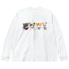 Leeden × Allのおばげねこちゃんず。 ビッグシルエットロングスリーブTシャツ