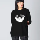 QUQU_WORKSのスノーボードをへし折るイエティ ホワイト Big Long Sleeve T-Shirt