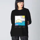 Futakawa Mayuのグッズショップのpool シロクマ 白文字 Big Long Sleeve T-Shirt