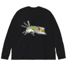 魚の目玉 SUZURI店の眠るオオスカシバ Big Long Sleeve T-Shirt