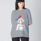 麦猫工房のしろ麦ネコさん Big Long Sleeve T-Shirt