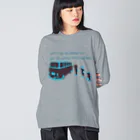 キッズモード某のスクールバスと少年たち　チョコミントカラーVr ビッグシルエットロングスリーブTシャツ